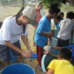 Children helping Pelf to select terrapins for release